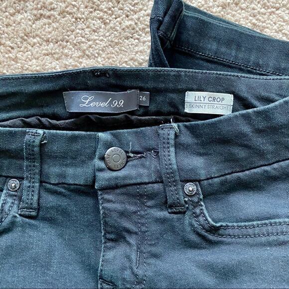 Level 99 Lily Crop Skinny Straight Black Denim Size 26 - Picture 3 of 9